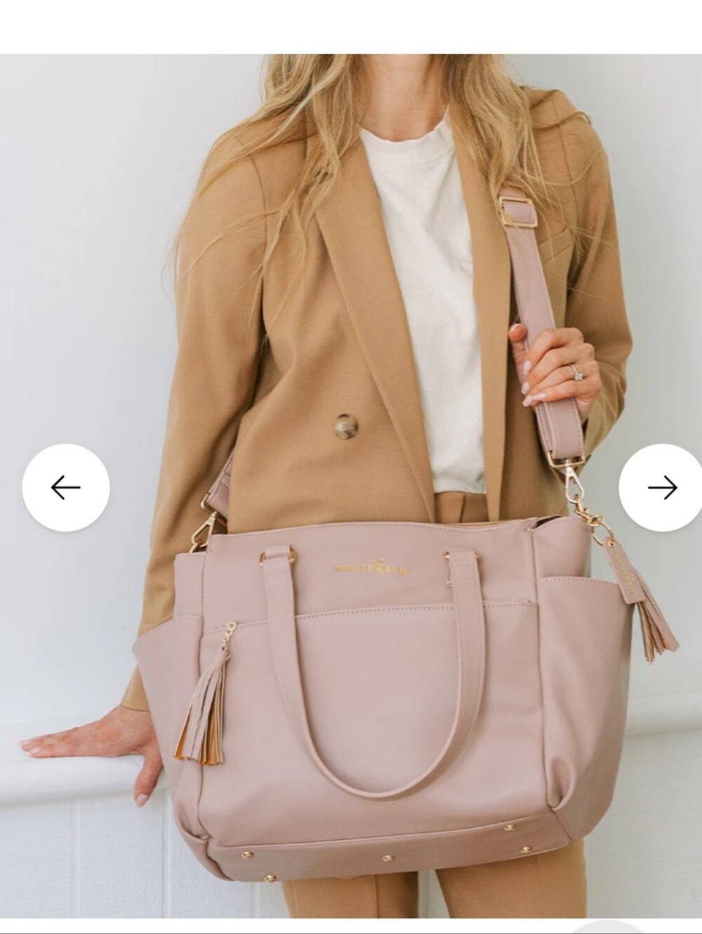 White Elm Gemini Convertible Backpack Tote in a dusty rose - Picture 9 of 12